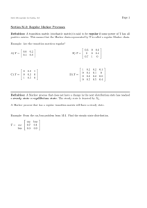 Page 1 Section M.2: Regular Markov Processes