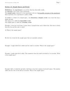 Page 1 Section 1.3: Sample Spaces and Events