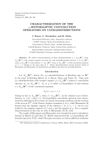 CHARACTERIZATION OF THE ω -HYPOELLIPTIC CONVOLUTION OPERATORS ON ULTRADISTRIBUTIONS J. Bonet, C. Fern´
