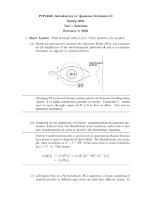 PHY4605–Introduction to Quantum Mechanics II Spring 2005 Test 1 Solutions February 9, 2005
