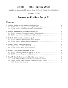 18.311 — MIT (Spring 2015) Answers to Problem Set # 01. Contents