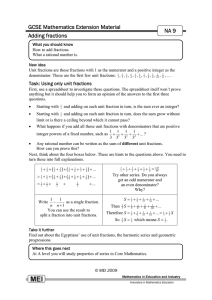 GCSE Mathematics Extension Material NA 9 Adding fractions