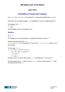 MEI Maths Item of the Month April 2014  Divisibility of consecutive integers
