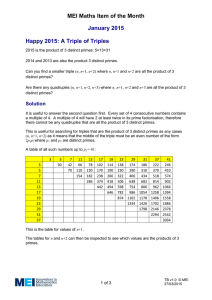 MEI Maths Item of the Month January 2015