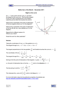 – November 2011 Maths Item of the Month Right on the curve