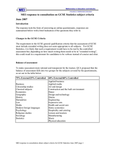 MEI response to consultation on GCSE Statistics subject criteria June 2007