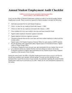 Annual Student Employment Audit Checklist