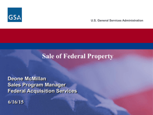Sale of Federal Property  Deone McMillan Sales Program Manager