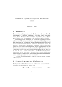Associative algebras, Lie algebras, and bilinear forms 1 Introduction