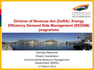 Division of Revenue Act (DoRA): Energy Efficiency Demand Side Management (EEDSM) programme