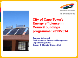 City of Cape Town’s: Energy efficiency in Council buildings programme: 2013/2014