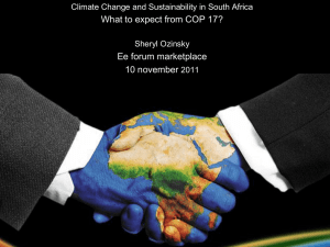 What to expect from COP 17? Ee forum marketplace 10 november