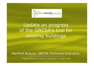 Update on progress of the GBCSA’s tool for existing buildings