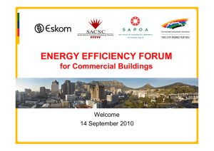 ENERGY EFFICIENCY FORUM for Commercial Buildings Welcome 14 September 2010