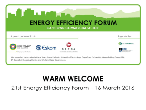 WARM WELCOME 21st Energy Efficiency Forum – 16 March 2016