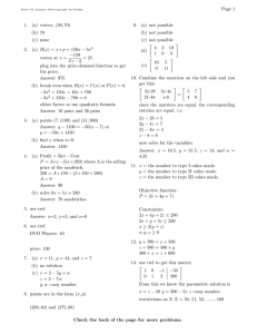 Page 1 1. (a) vertex: (50, 70) 9.