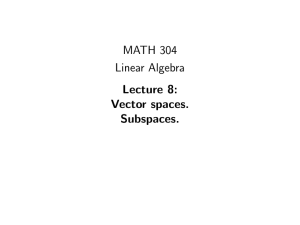MATH 304 Linear Algebra Lecture 8: Vector spaces.