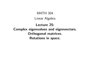 MATH 304 Linear Algebra Lecture 25: Complex eigenvalues and eigenvectors.