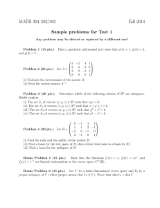 MATH 304–502/503 Fall 2014 Sample problems for Test 1