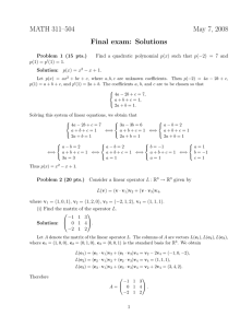 MATH 311–504 May 7, 2008 Final exam: Solutions