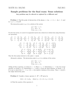 MATH 311–503/505 Fall 2015 Sample problems for the final exam: Some solutions