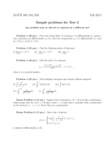 MATH 409–501/503 Fall 2013 Sample problems for Test 2