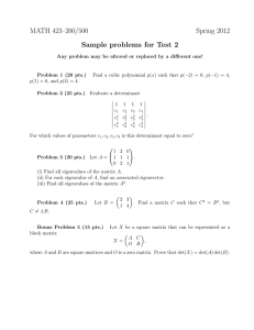MATH 423–200/500 Spring 2012 Sample problems for Test 2