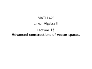 MATH 423 Linear Algebra II Lecture 13: Advanced constructions of vector spaces.