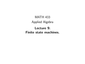 MATH 433 Applied Algebra Lecture 9: Finite state machines.