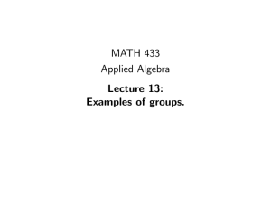 MATH 433 Applied Algebra Lecture 13: Examples of groups.