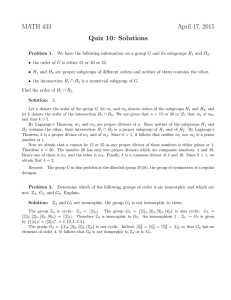 MATH 433 April 17, 2015 Quiz 10: Solutions