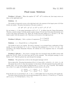 MATH 433 May 12, 2015 Final exam: Solutions