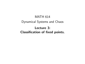 MATH 614 Dynamical Systems and Chaos Lecture 3: Classification of fixed points.