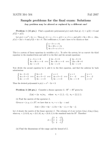 MATH 304–504 Fall 2007 Sample problems for the final exam: Solutions