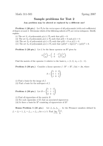 Math 311-503 Spring 2007 Sample problems for Test 2