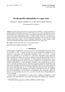 Pseudo-parallel submanifolds of a space form Advances in Geometry