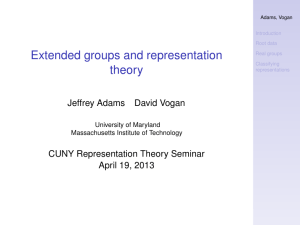 Extended groups and representation theory Jeffrey Adams David Vogan