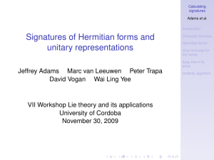 Signatures of Hermitian forms and unitary representations Jeffrey Adams Marc van Leeuwen