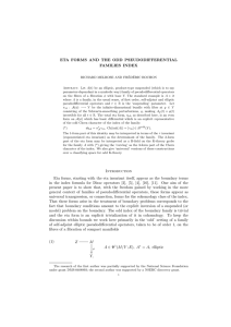 ETA FORMS AND THE ODD PSEUDODIFFERENTIAL FAMILIES INDEX