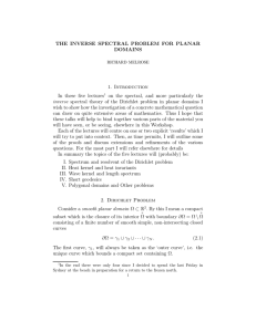 THE INVERSE SPECTRAL PROBLEM FOR PLANAR DOMAINS 1. Introduction In these five lectures