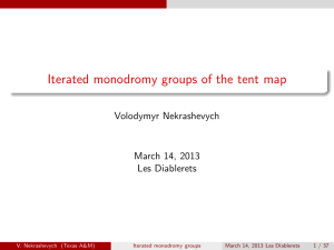 Iterated monodromy groups of the tent map Volodymyr Nekrashevych March 14, 2013