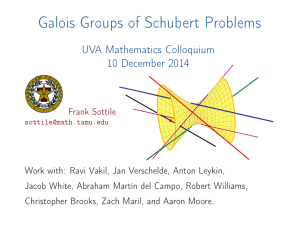 Galois Groups of Schubert Problems UVA Mathematics Colloquium 10 December 2014