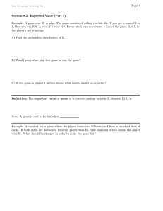 Page 1 Section 8.2: Expected Value (Part I)