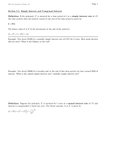 Page 1 Section 5.1: Simple Interest and Compound Interest