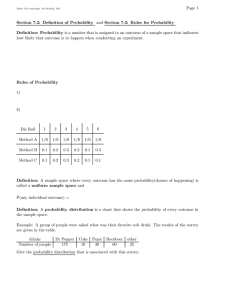 Page 1 and Section 7.3: Rules for Probability