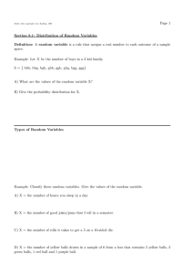 Page 1 Section 8.1: Distribution of Random Variables