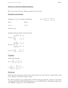 Page 1 Section 2.2: Piecewise Defined Functions