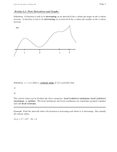 Page 1 Section 5.1: First Derivatives and Graphs