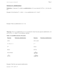 Page 1 Sections 5.7: Antiderivatives