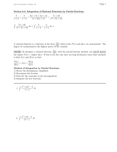 Page 1 Section 8.4: Integration of Rational Functions by Partial Fractions 3 4